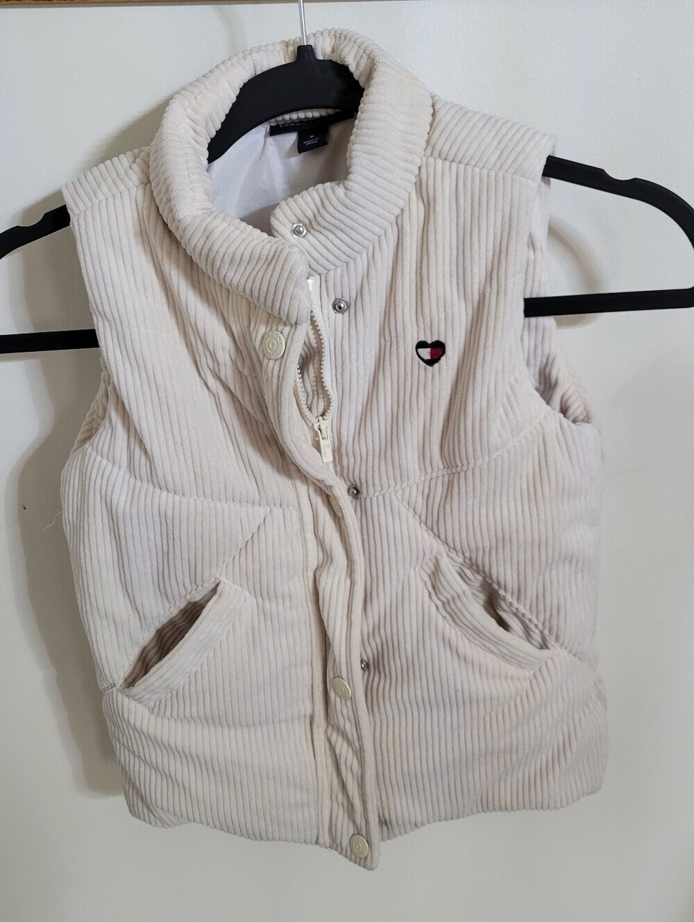 Tommy Hilfiger Kid's Padded Corduroy Vest in Cream, Size 6